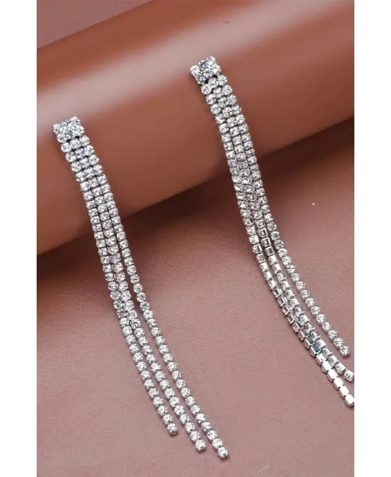 Kadın Kristal Taşlı Su Yolu Sallantılı Küpe